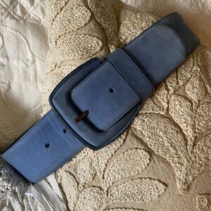 Neiman Marcus Seal blue Wide leather suede belt